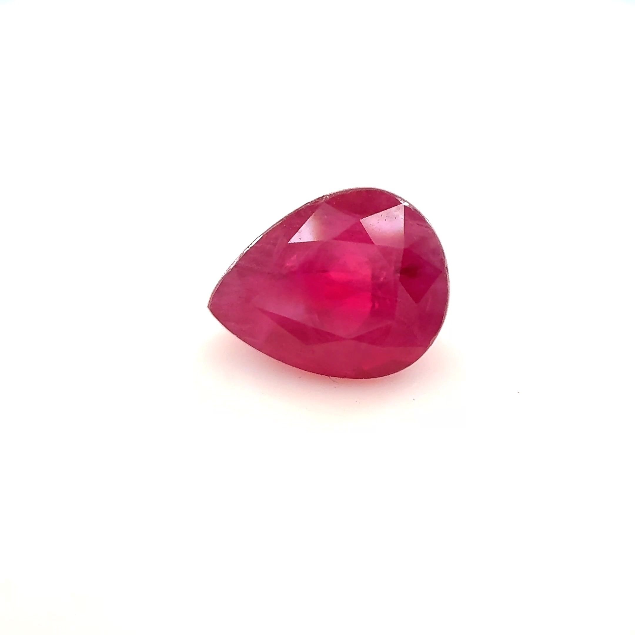 1.25 Carat Red Pear Ruby