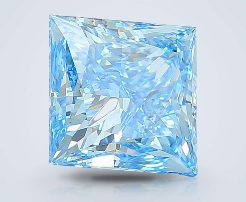 15.09 Ct. Fancy Vivid Blue Princess Lab Diamond