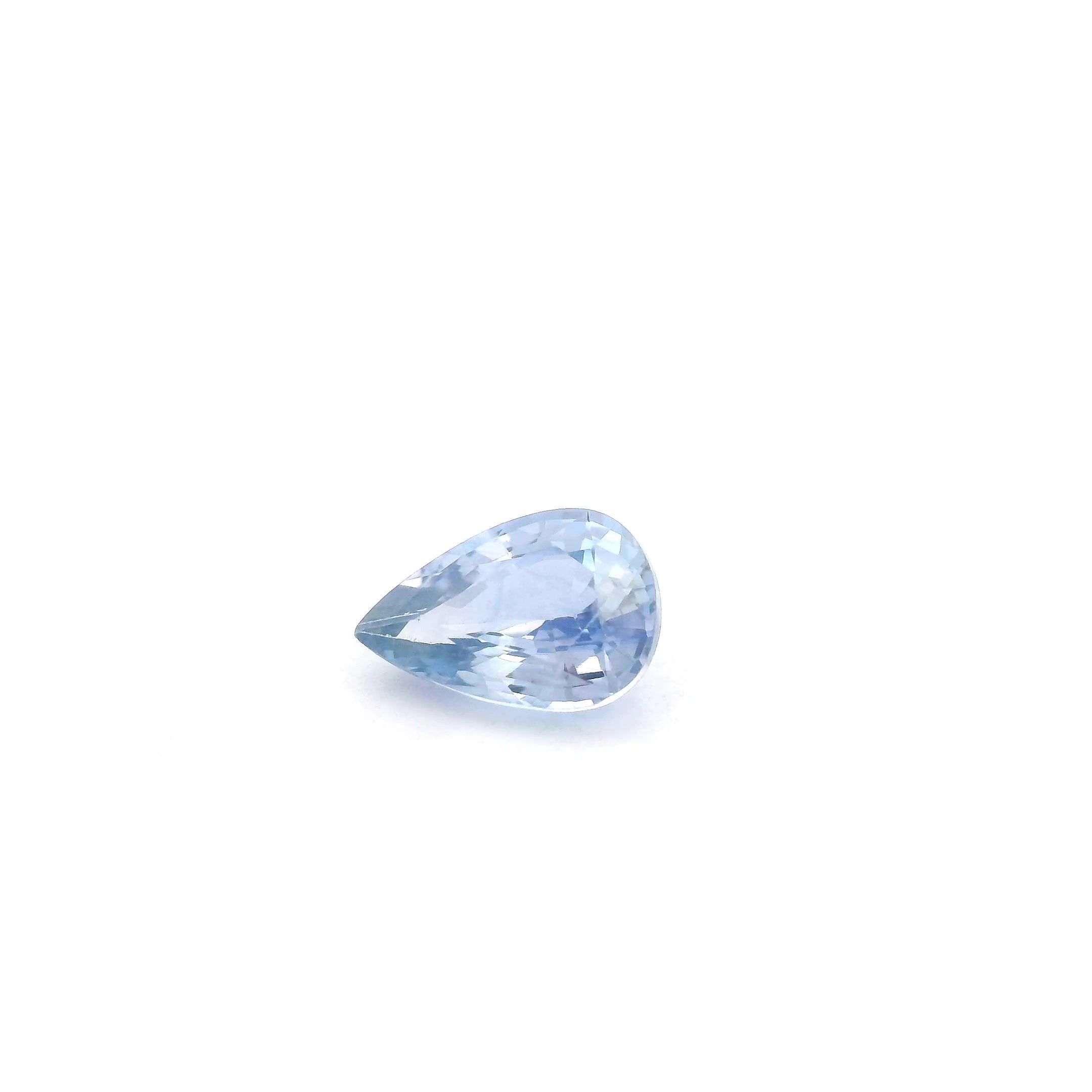 0.86 Carat Light Blue Pear Sapphire