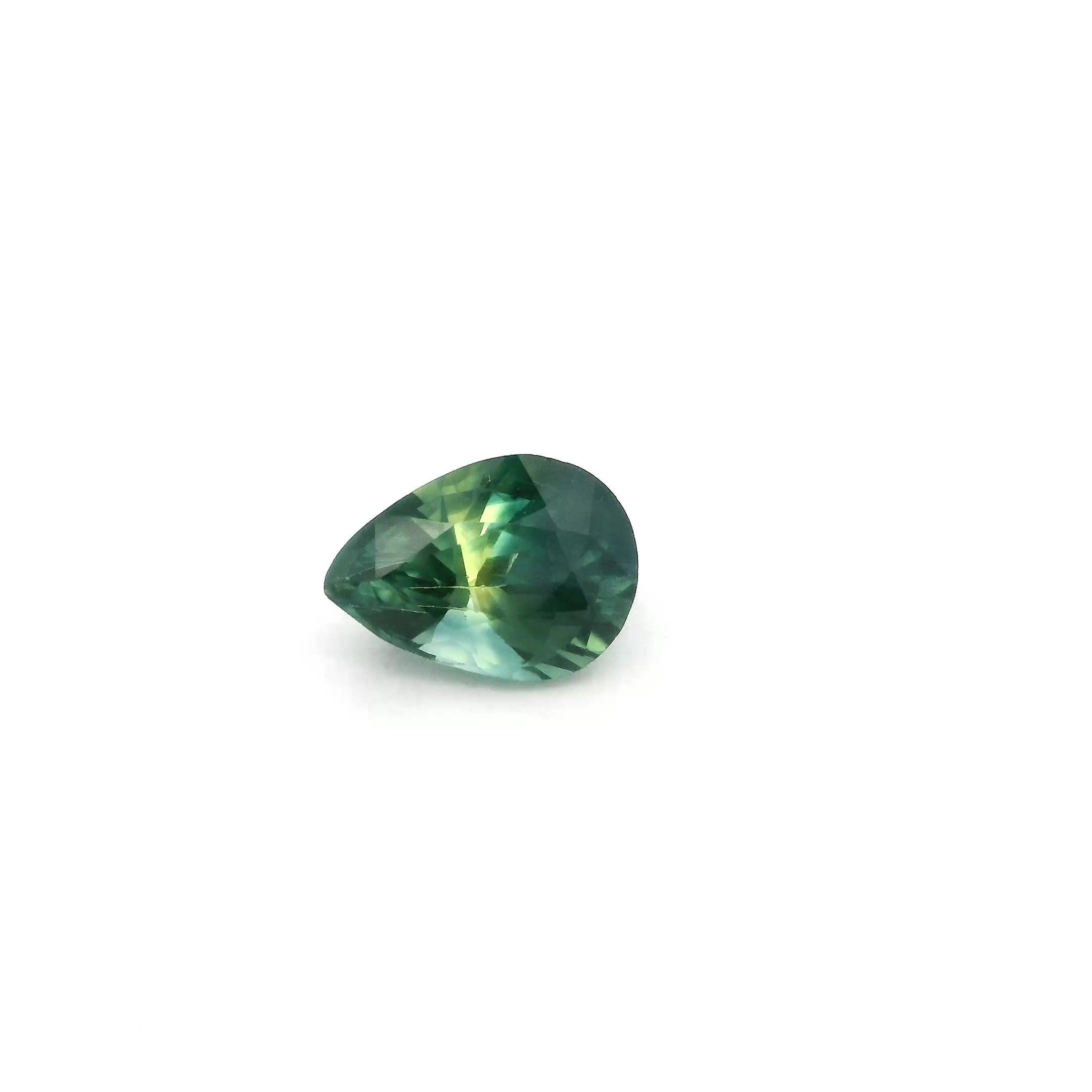 1.07 Carat Vivid Green Pear Sapphire