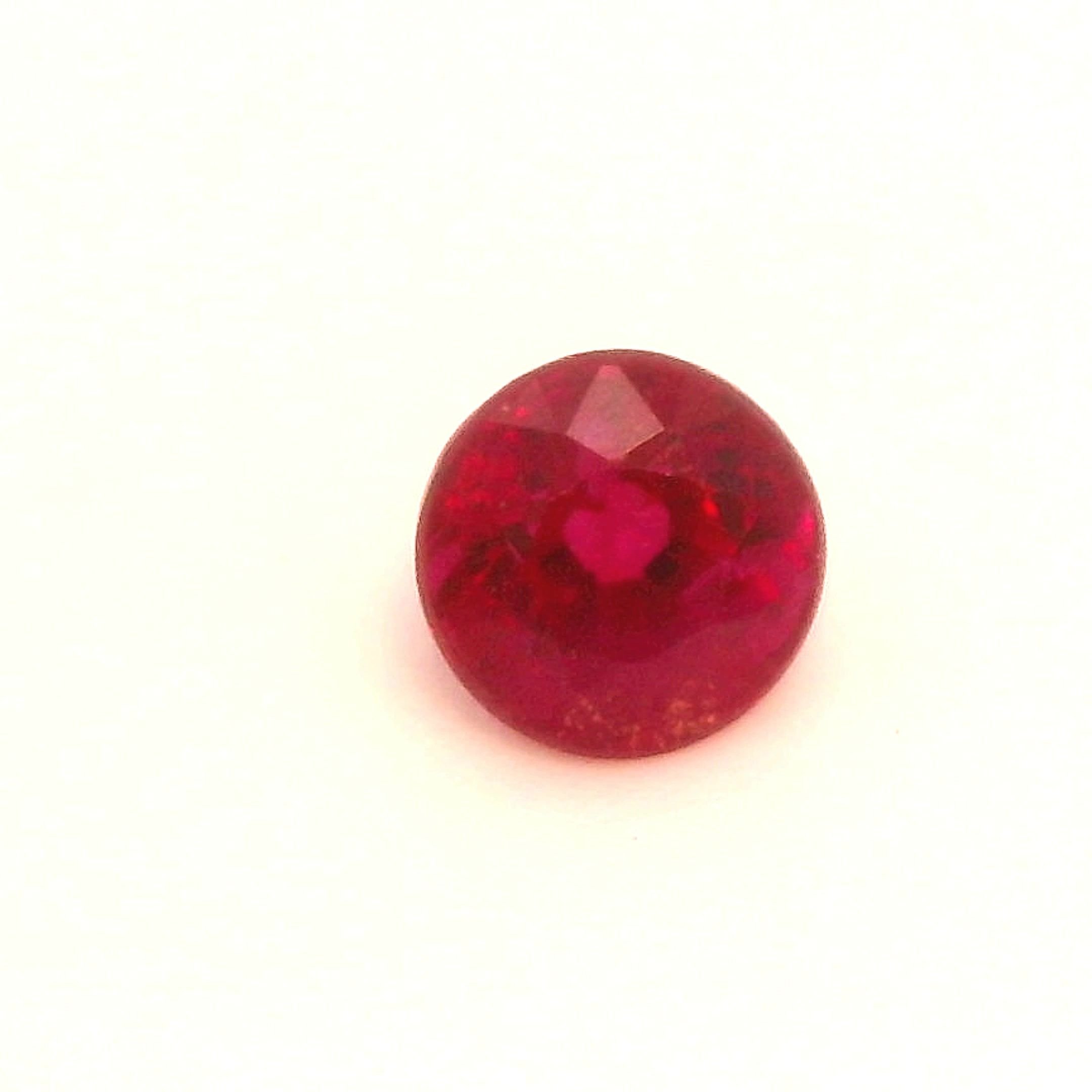 0.38 Carat Intense Red Round Ruby