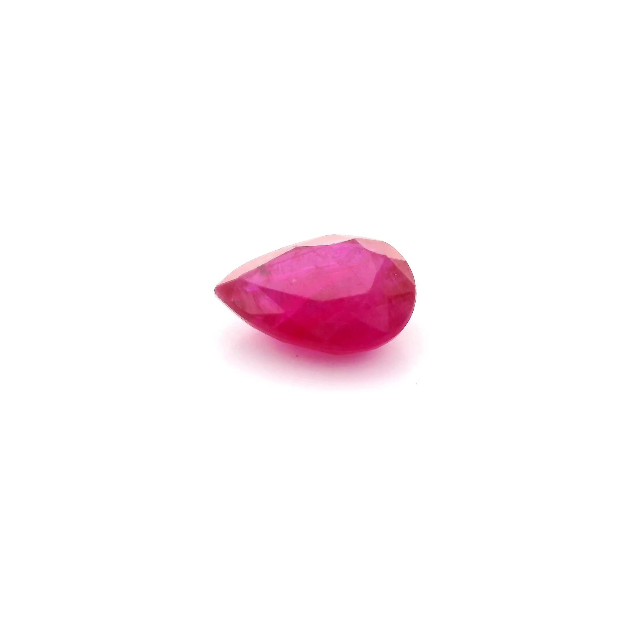 1.33 Carat Intense Red Pear Ruby
