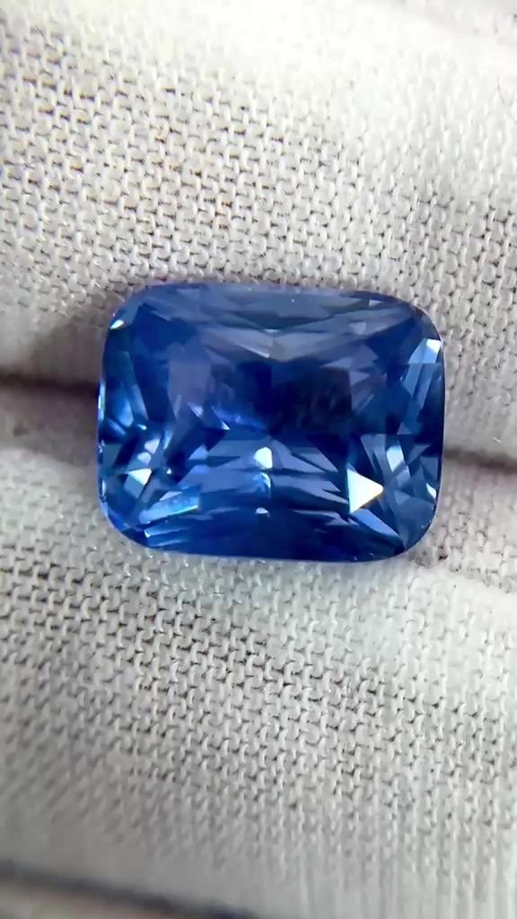 8.04 Carat Blue Cushion Sapphire