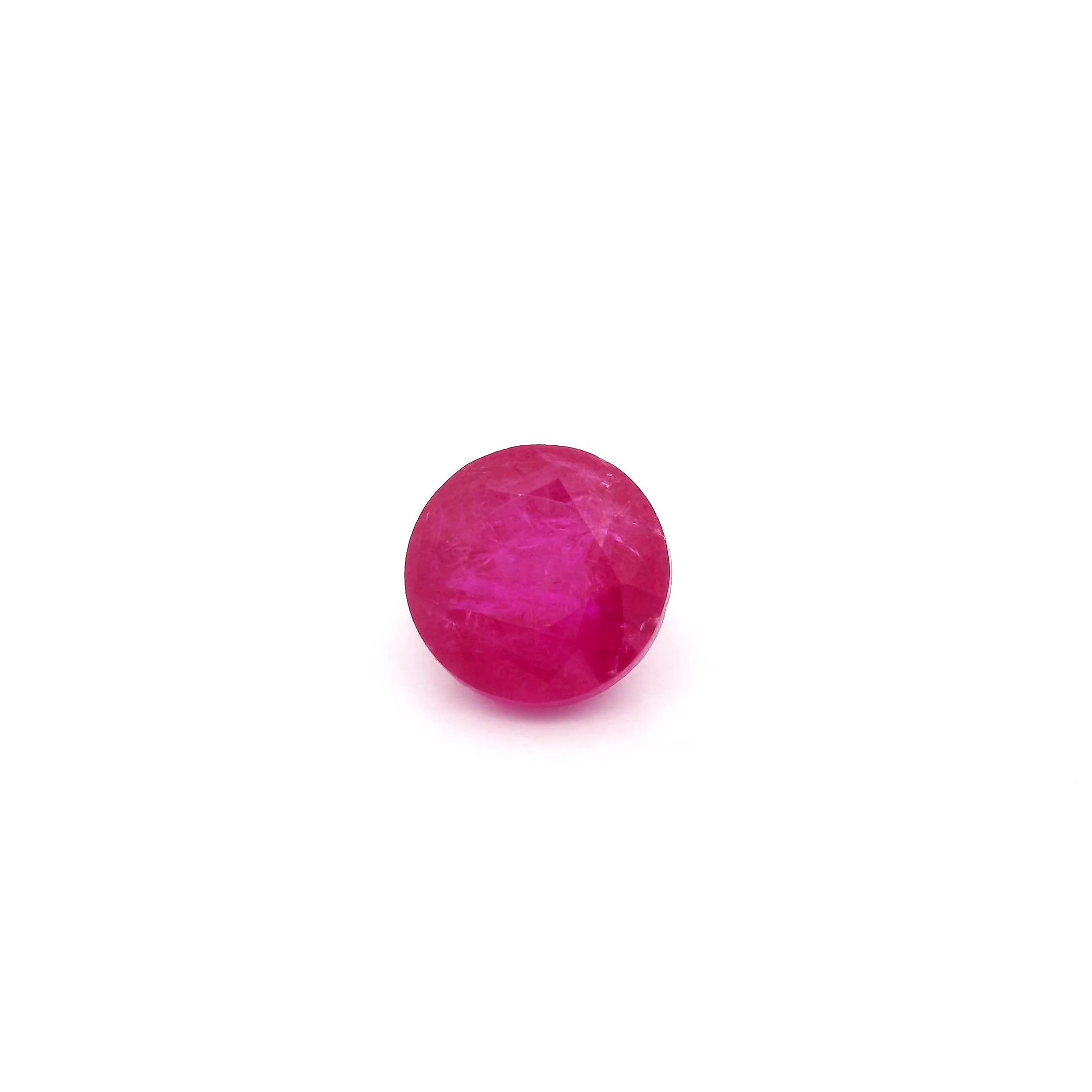 1.30 Carat Intense Red Round Ruby