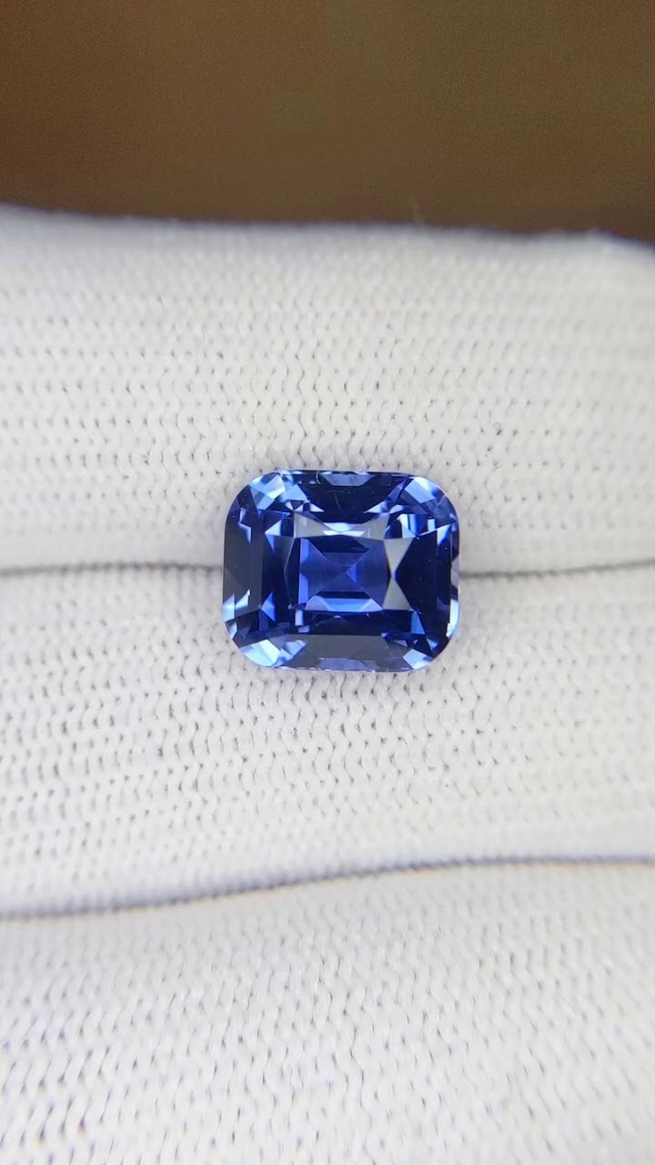 5.26 Carat Blue Cushion Sapphire