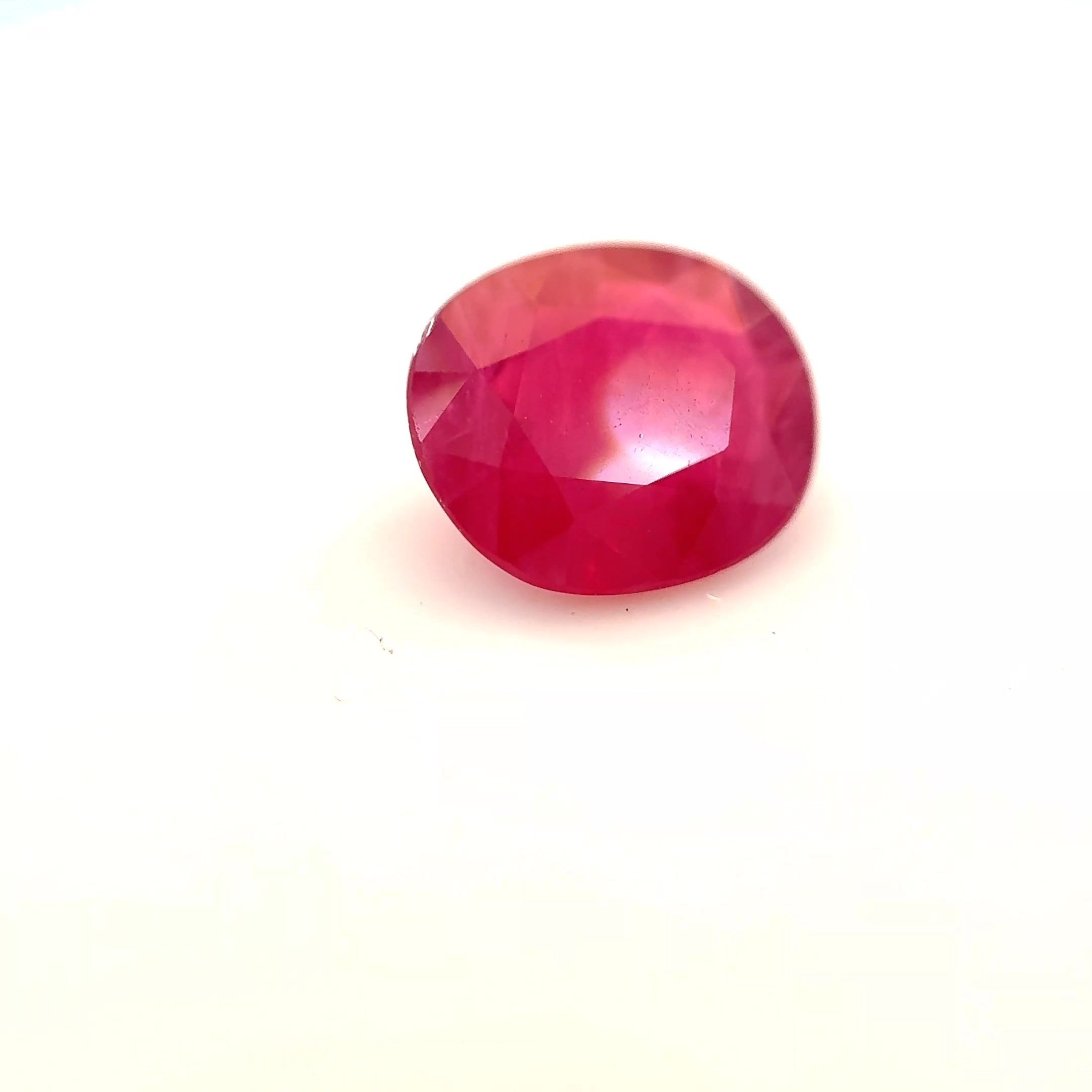 1.42 Carat Red Cushion Ruby