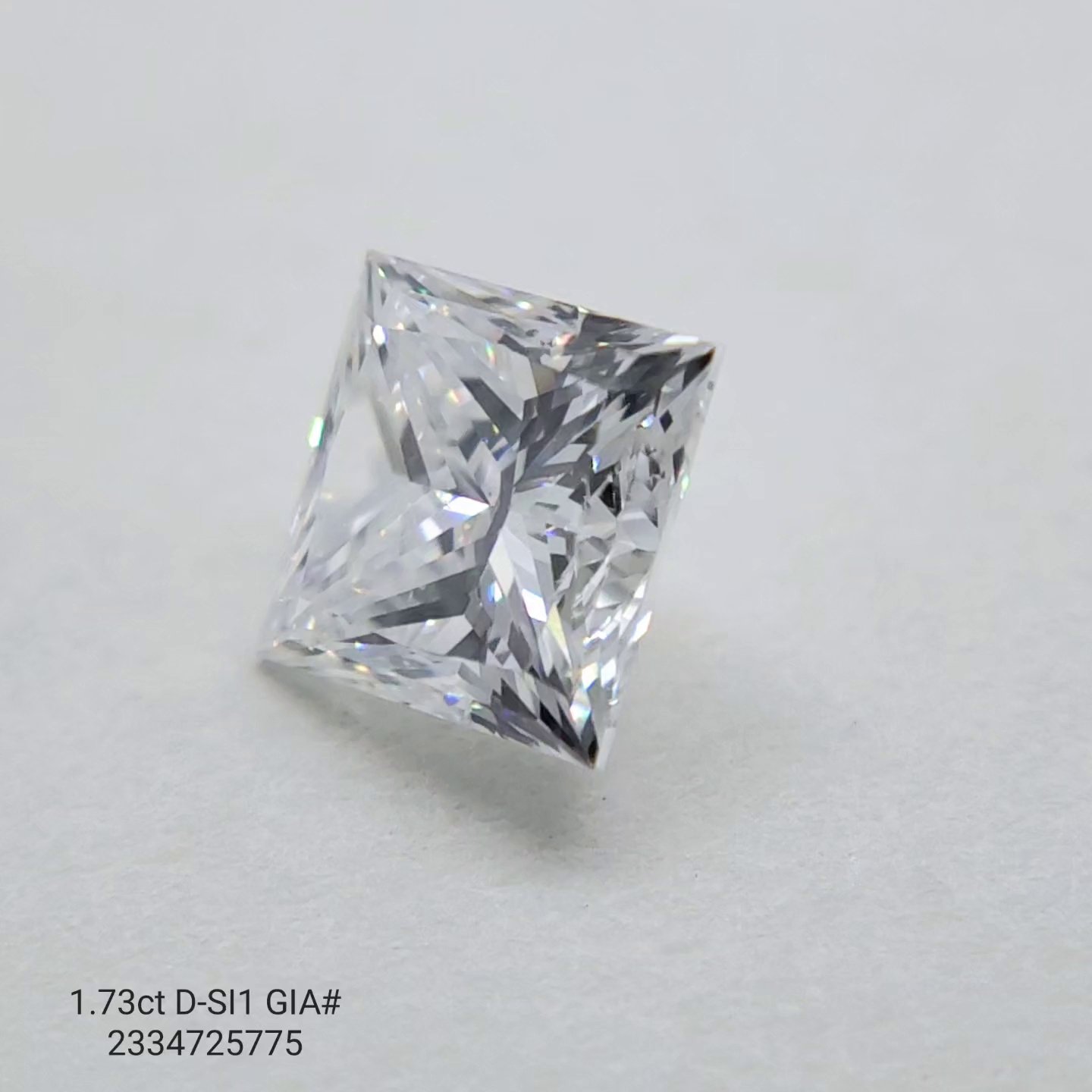 1.73ct D SI1 Rare Carat Ideal Cut Princess Diamond