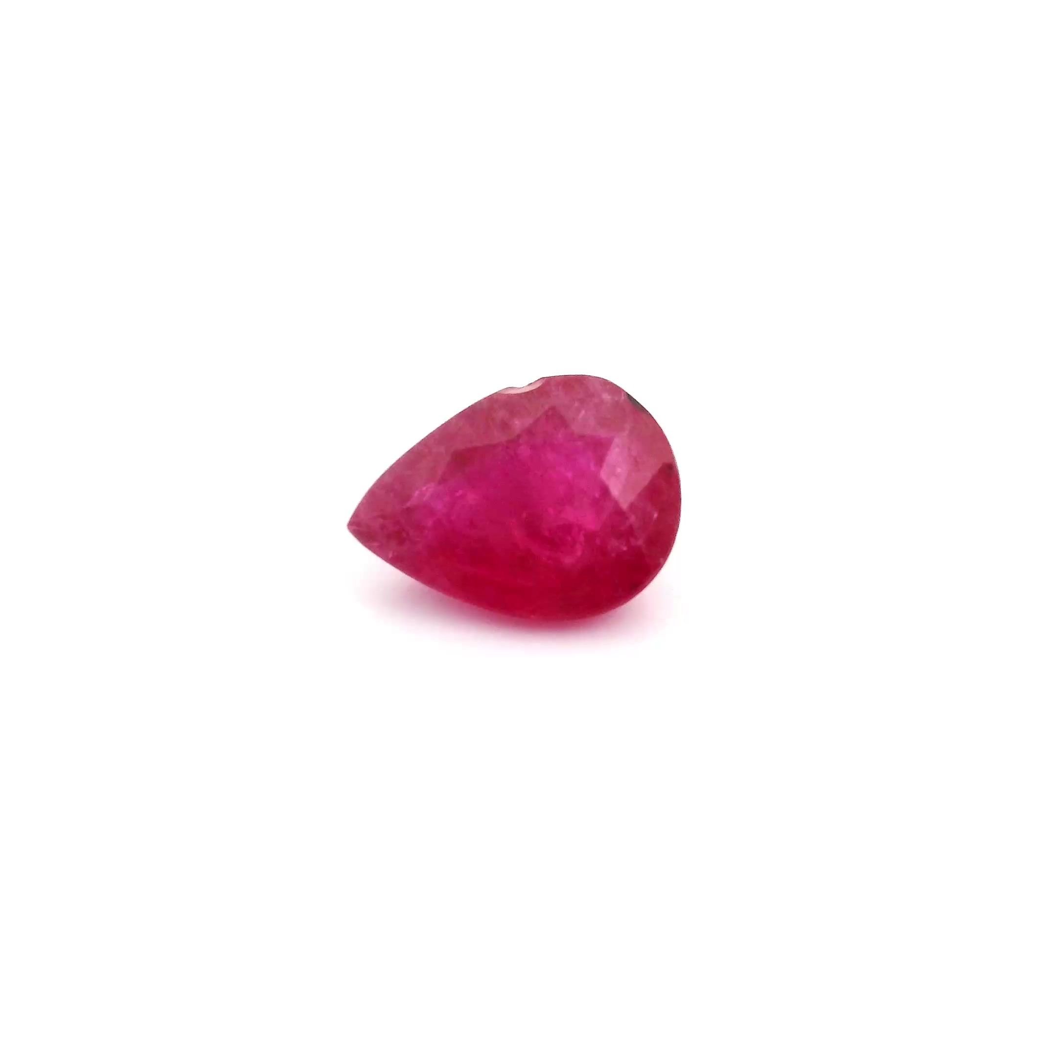 1.31 Carat Intense Red Pear Ruby
