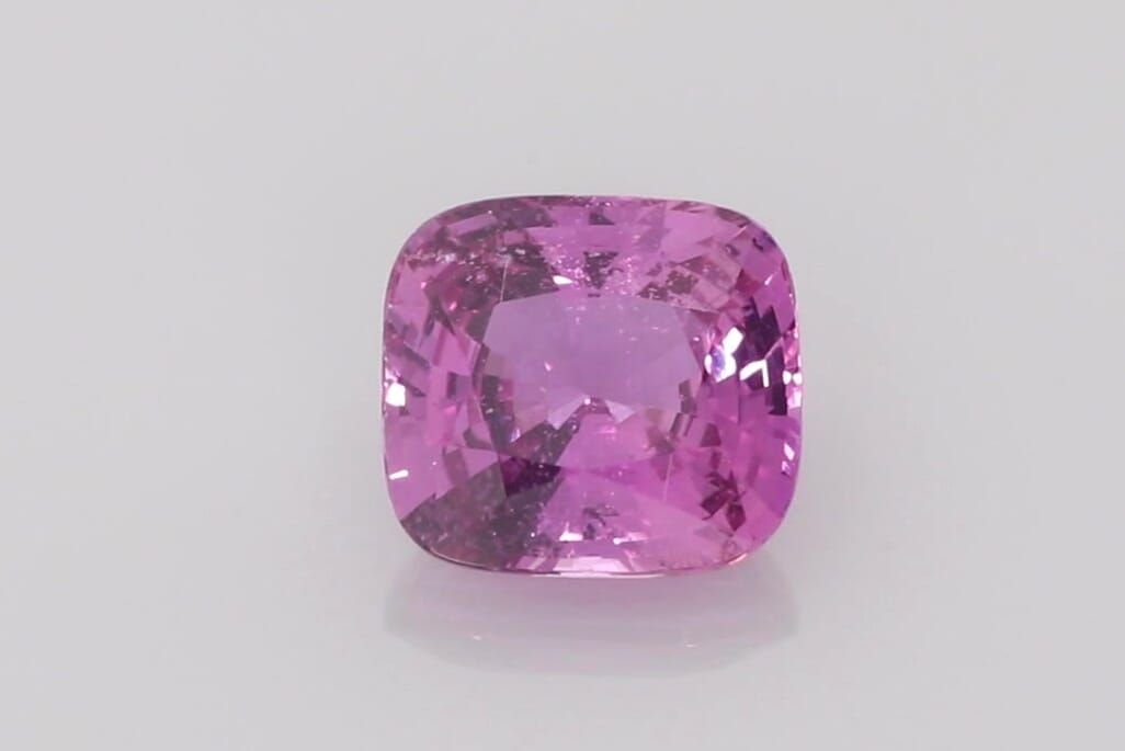 1.63 Carat Deep Pink Cushion Sapphire