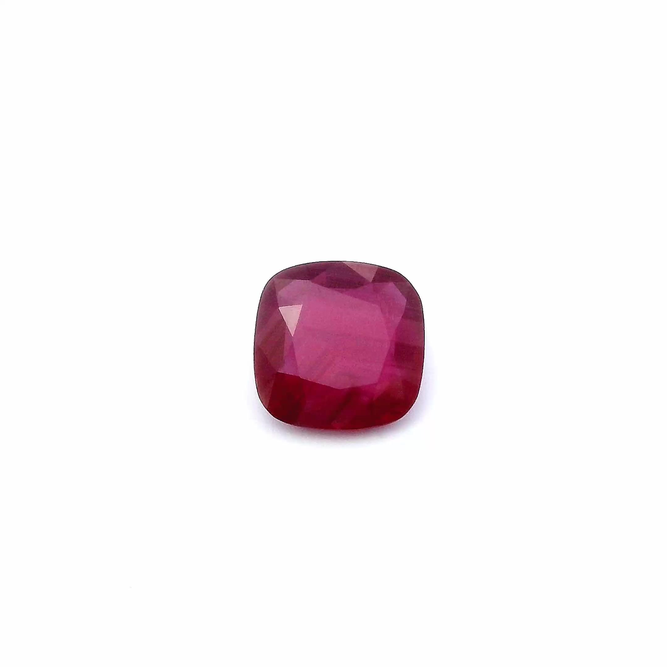 1.58 Carat Red Cushion Ruby