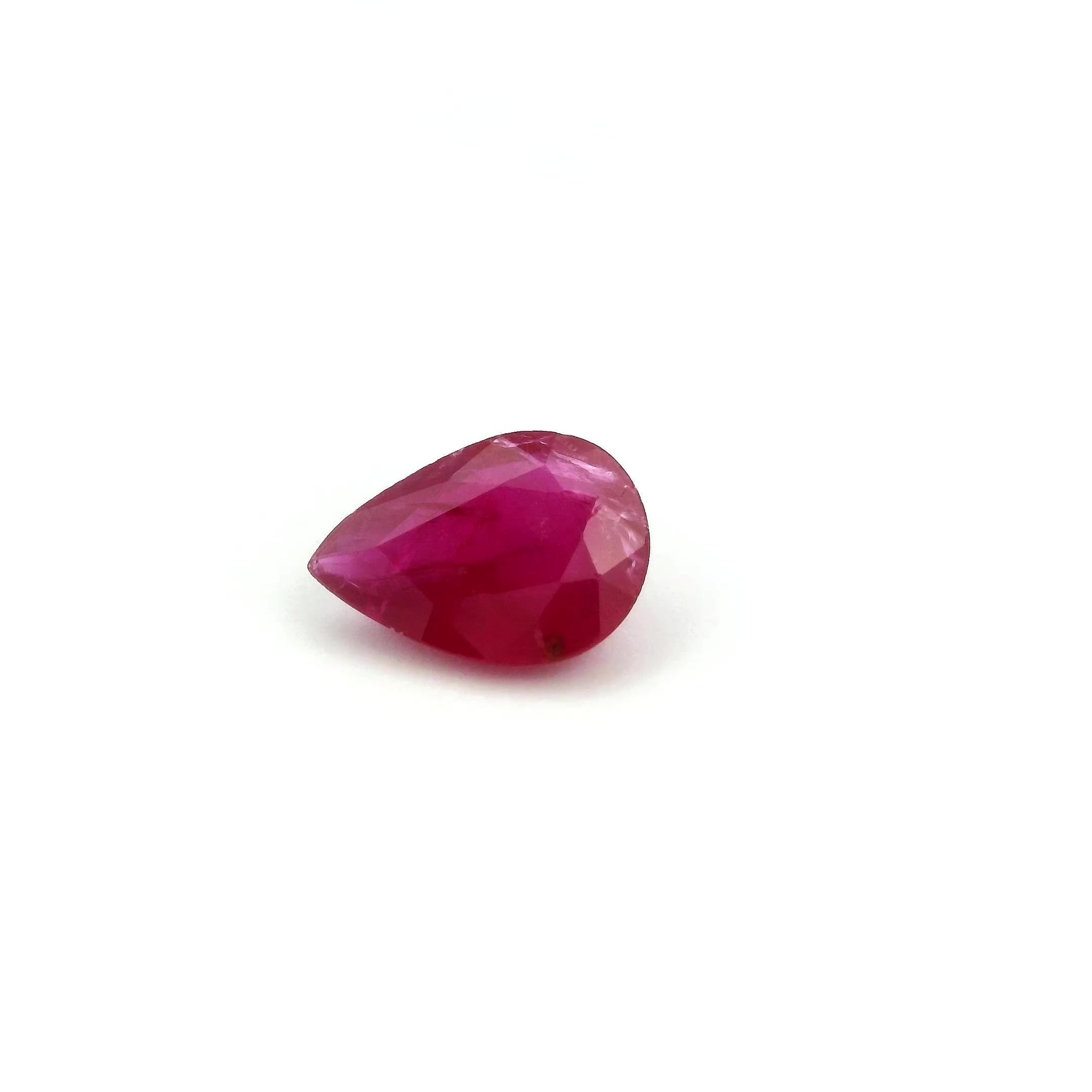 1.12 Carat Intense Red Pear Ruby