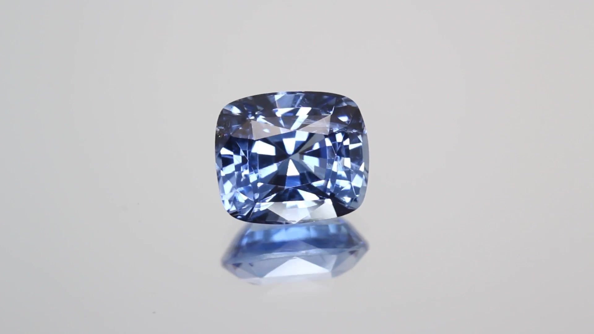 6.25 Carat Light Blue Cushion Sapphire