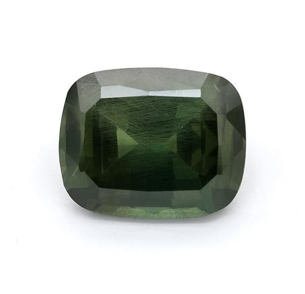 4.21 Carat Green Cushion Sapphire