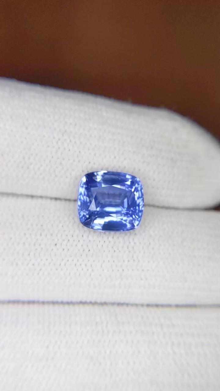 3.97 Carat Blue Cushion Sapphire