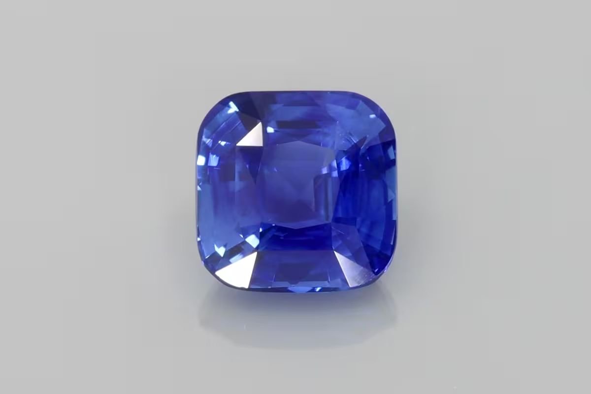 3.59 Carat Vivid Blue Cushion Sapphire