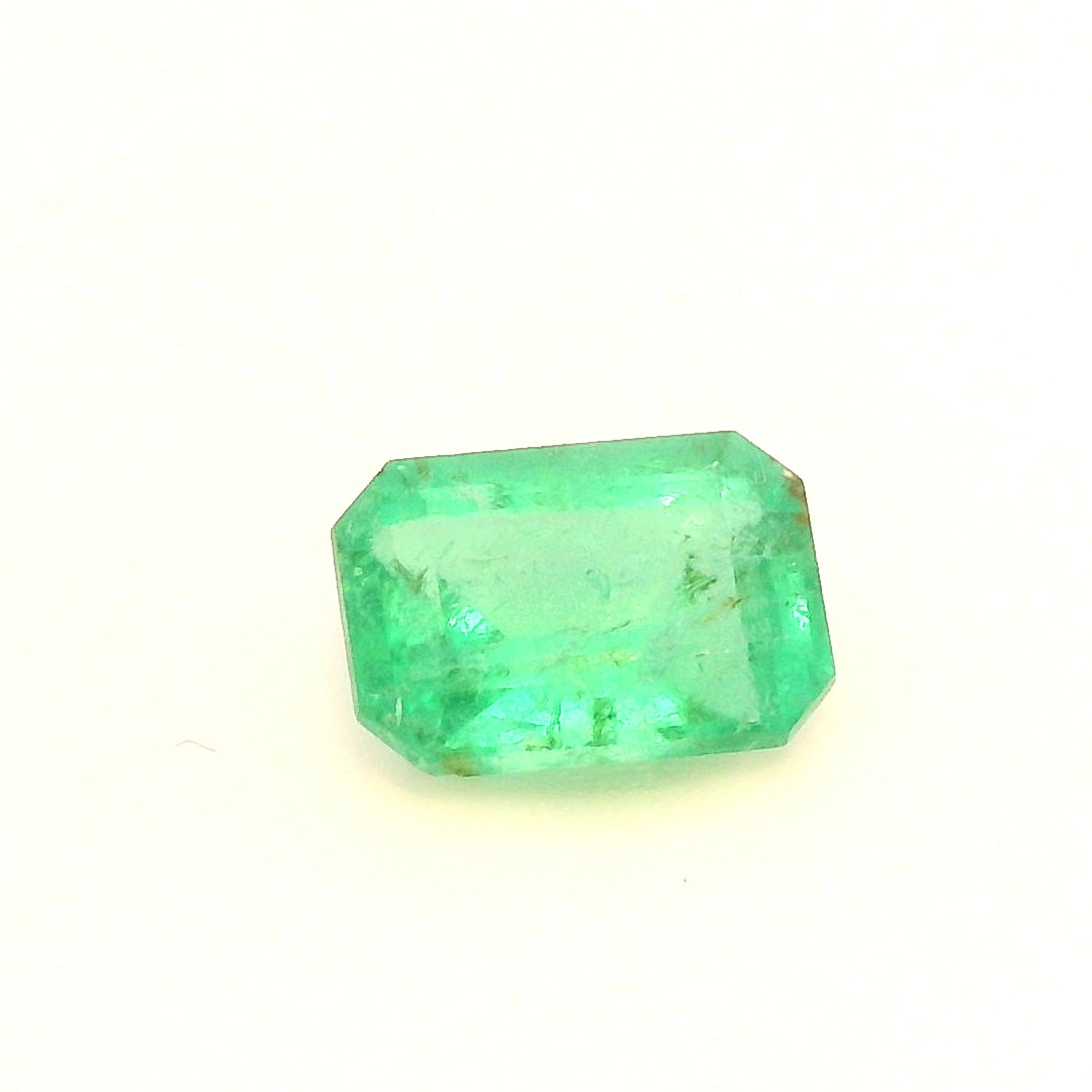 0.54 Carat Light Green Emerald-Cut Emerald