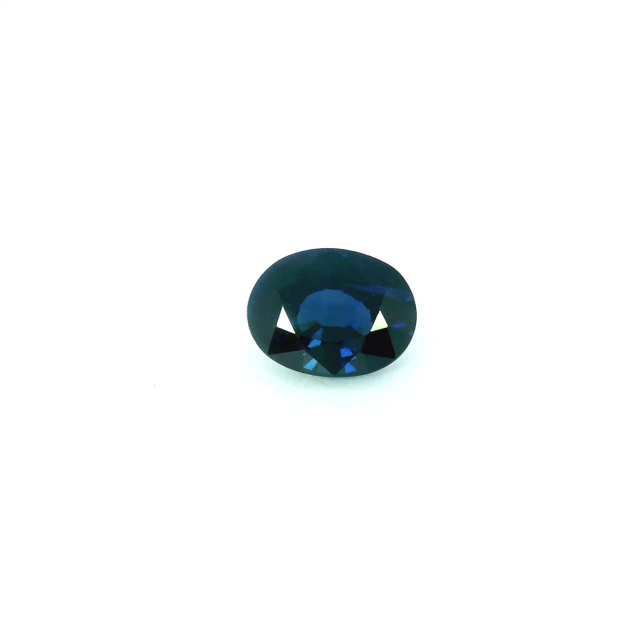 1.68 Carat Deep Blue Oval Sapphire