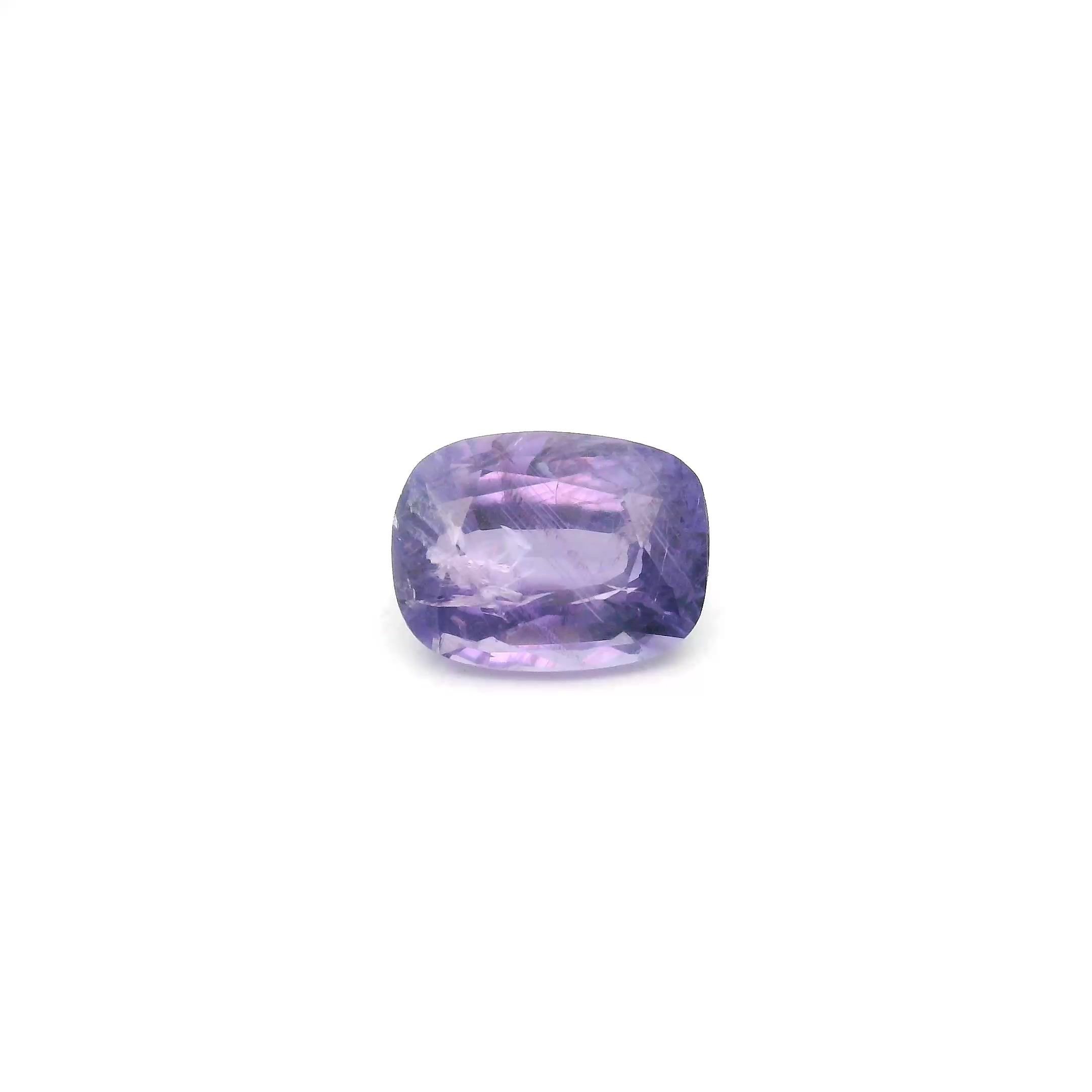 1.64 Carat Purple Cushion Sapphire