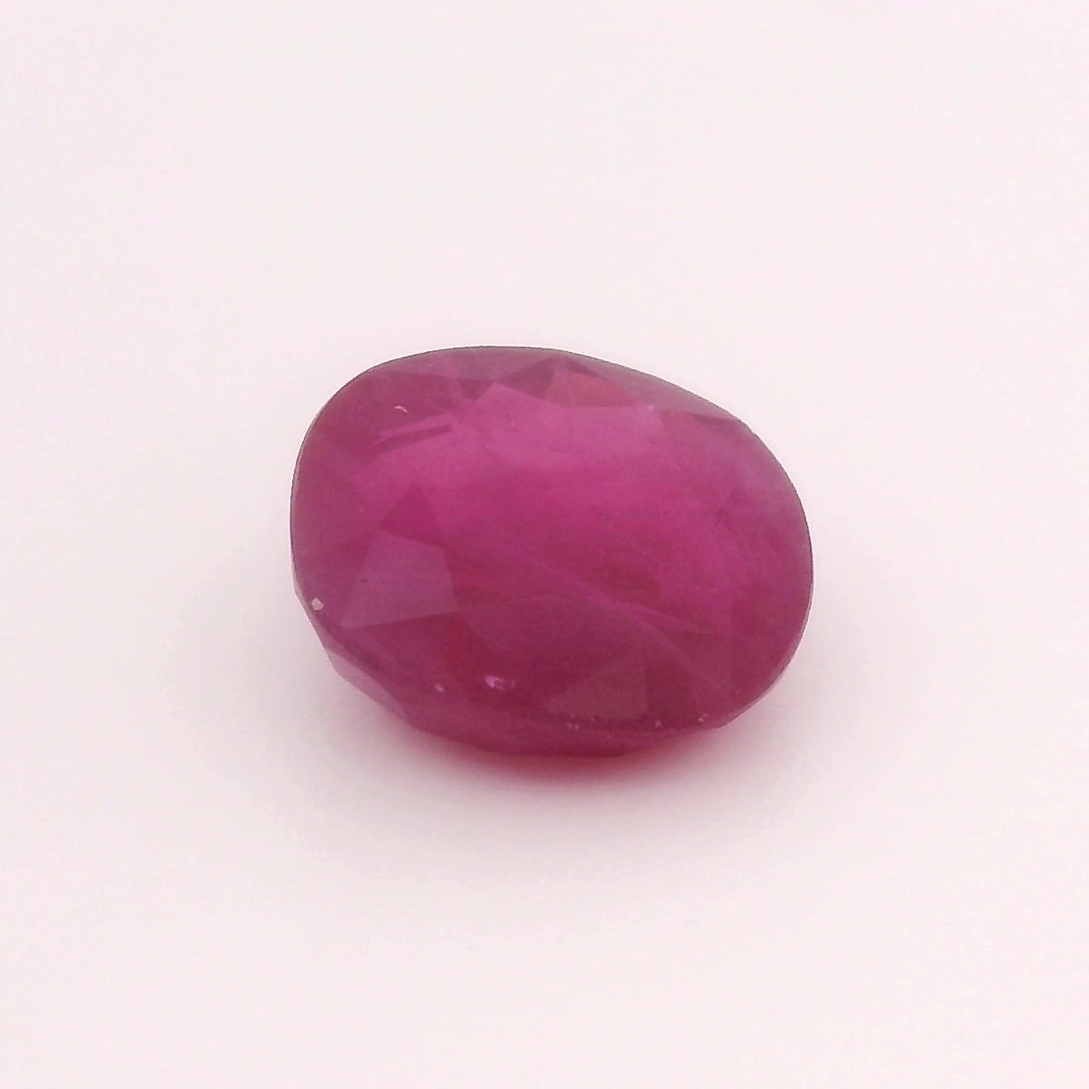 1.74 Carat Red Cushion Ruby