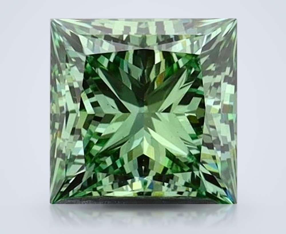 1.44 Ct. Fancy Vivid Green Princess Lab Diamond
