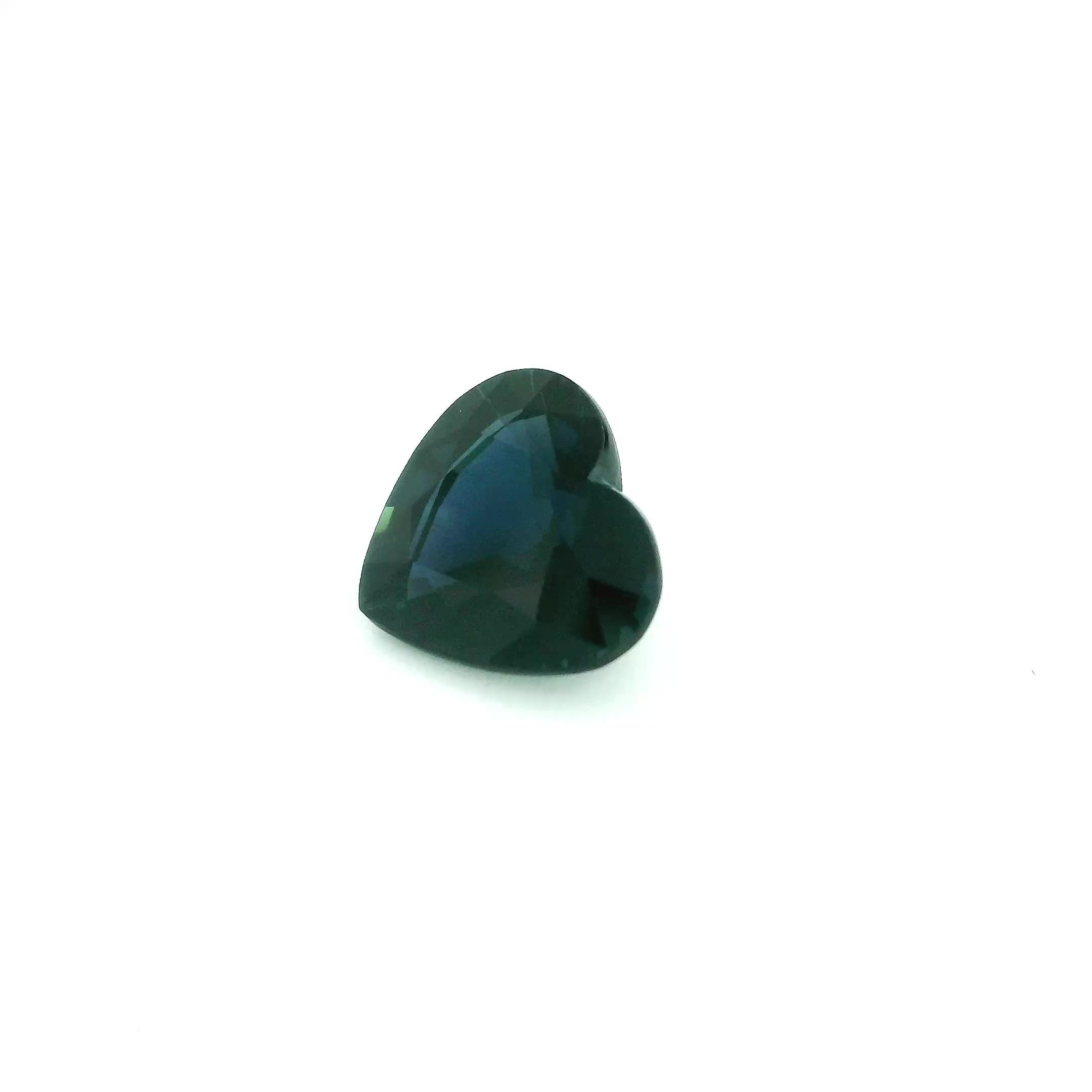 1.90 Carat Deep Blue Heart Sapphire