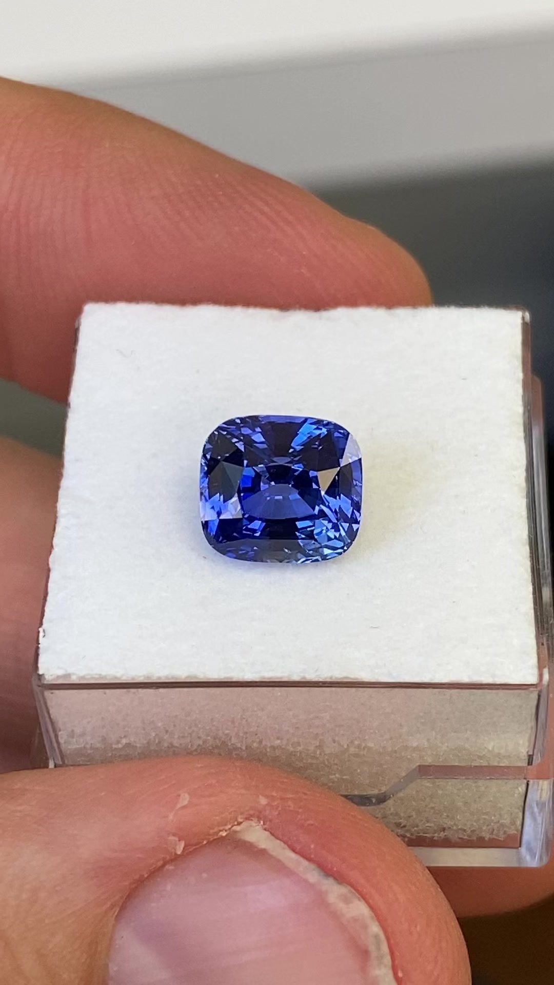 3.58 Carat Blue Cushion Sapphire