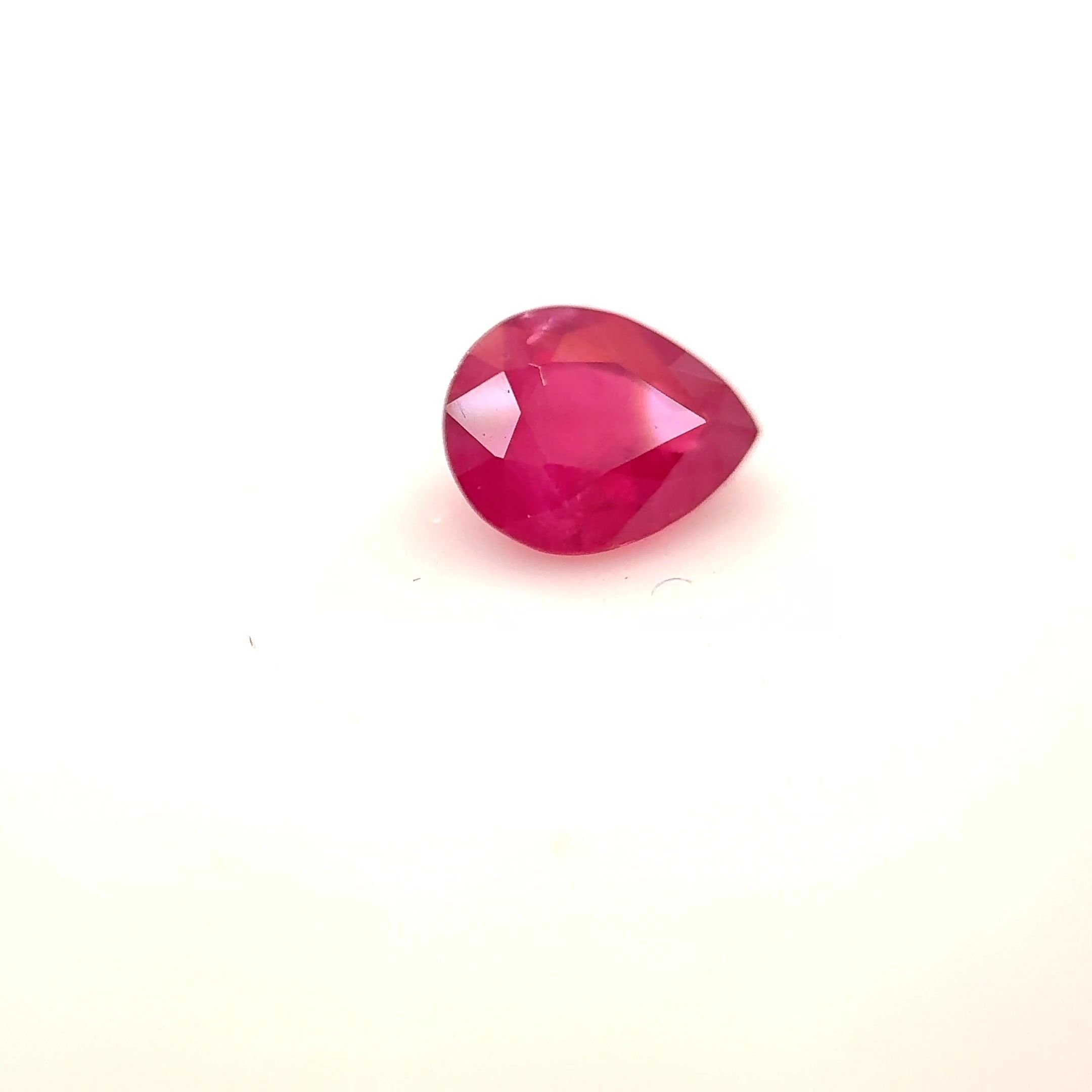 0.60 Carat Red Pear Ruby