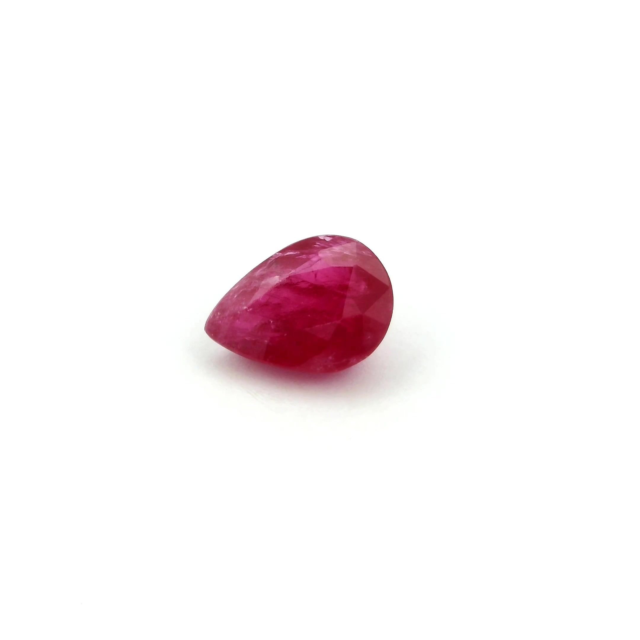 1.38 Carat Intense Red Pear Ruby
