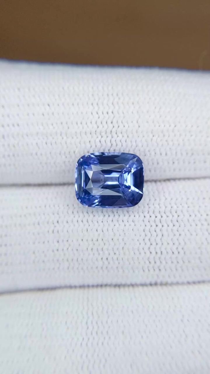 4.04 Carat Blue Cushion Sapphire
