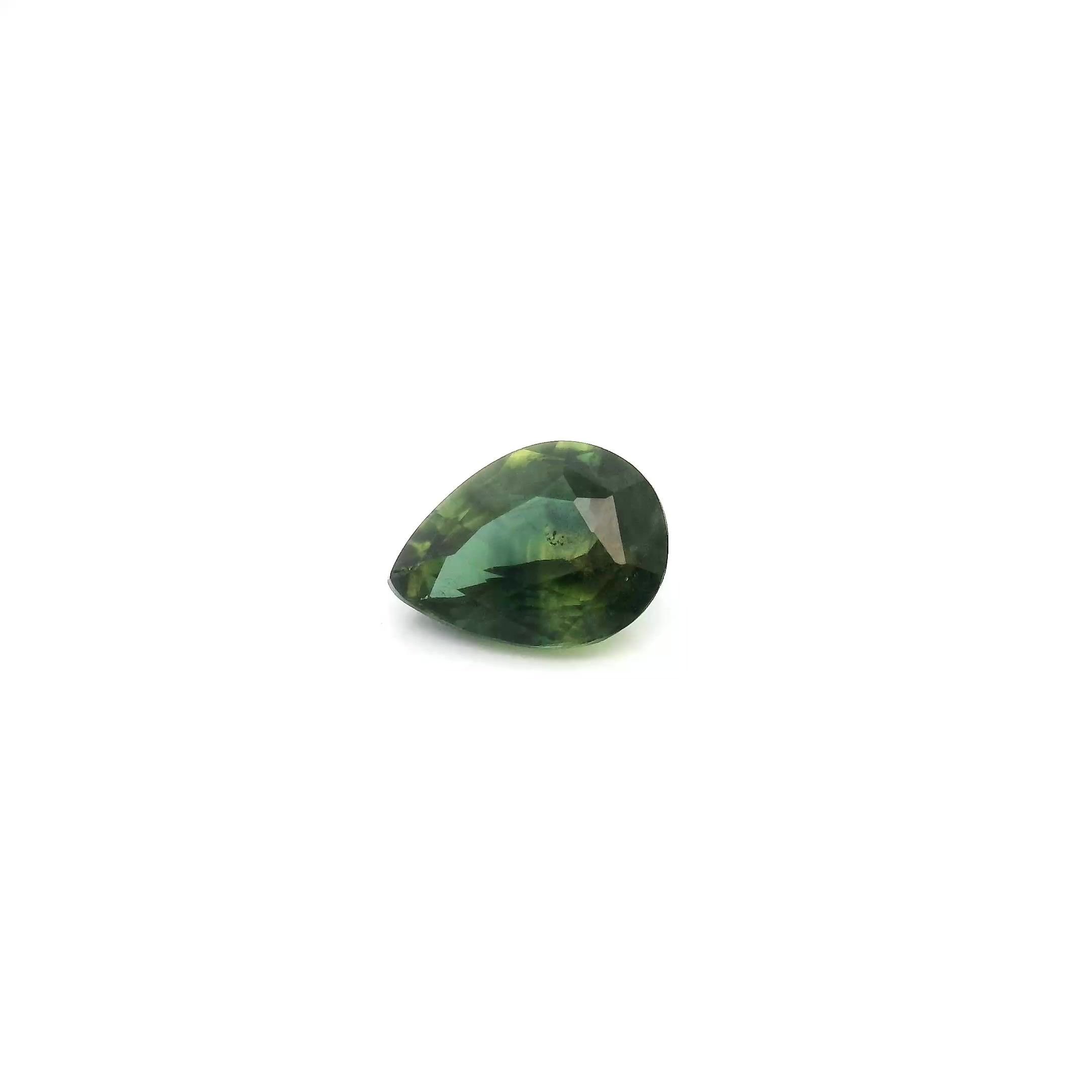 0.81 Carat Intense Green Pear Sapphire