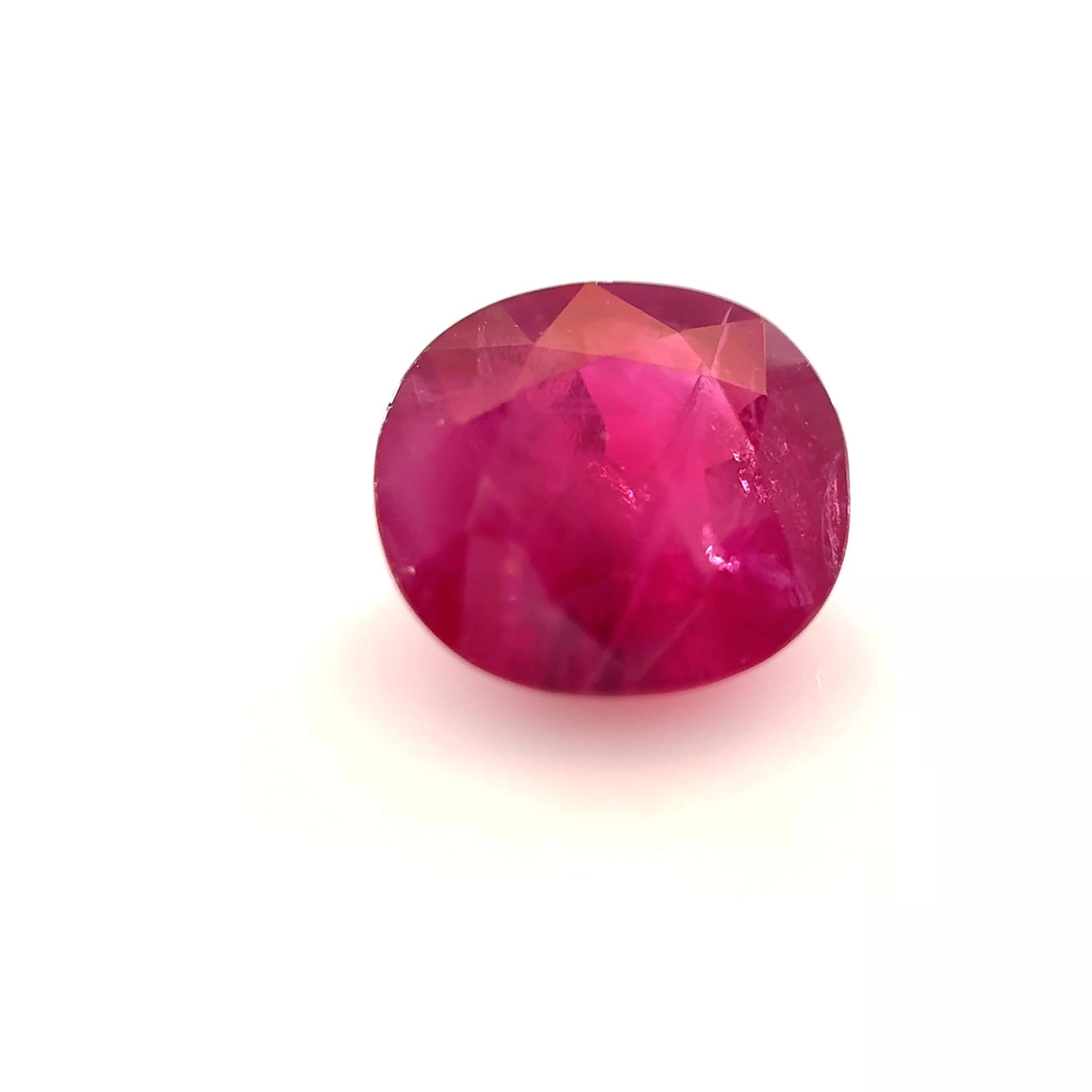 2.12 Carat Red Cushion Ruby