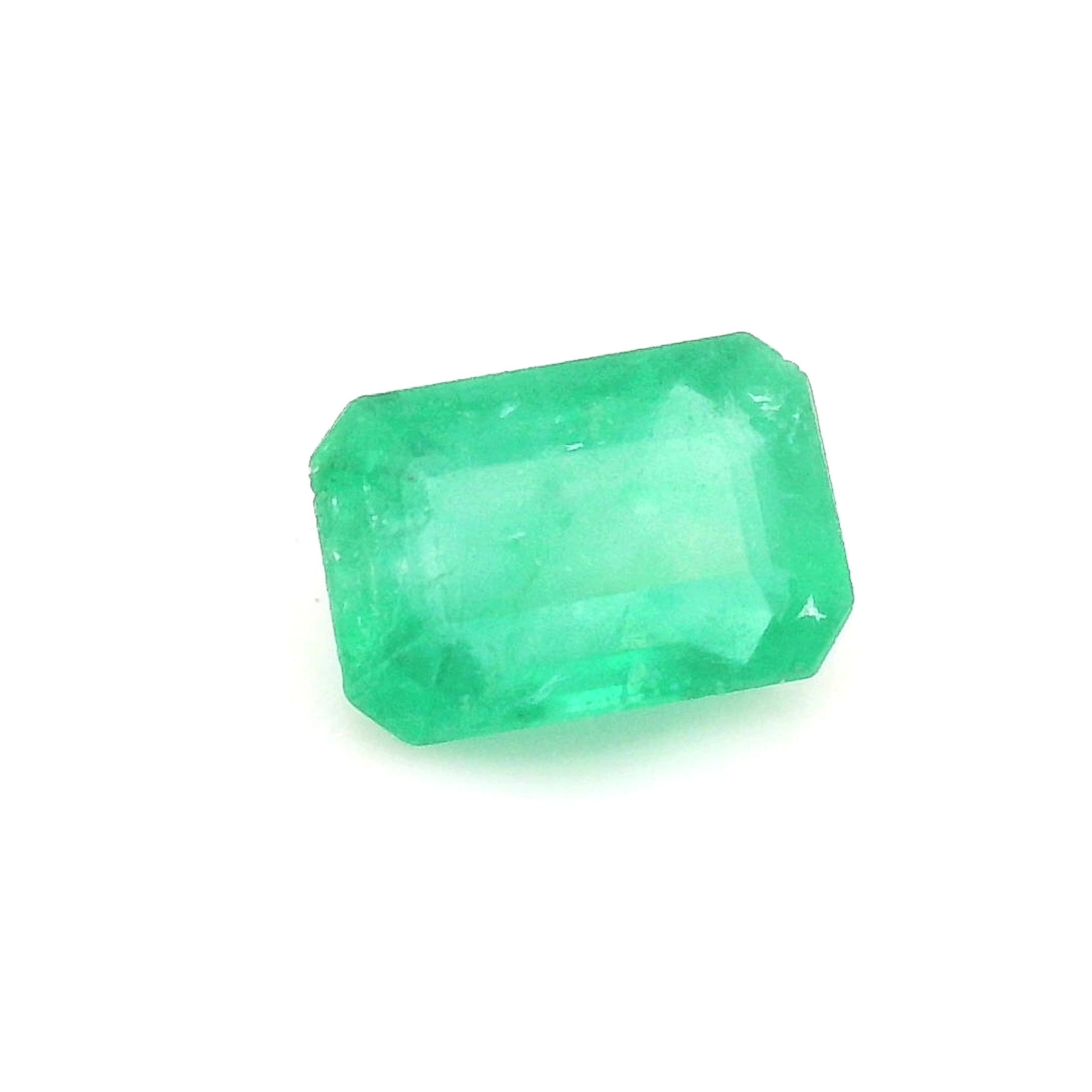 0.58 Carat Light Green Emerald-Cut Emerald