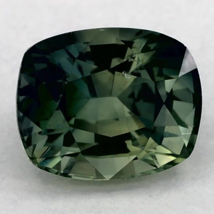 2.41 Carat Green Cushion Sapphire