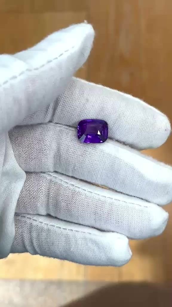 6.04 Carat Purple Cushion Sapphire