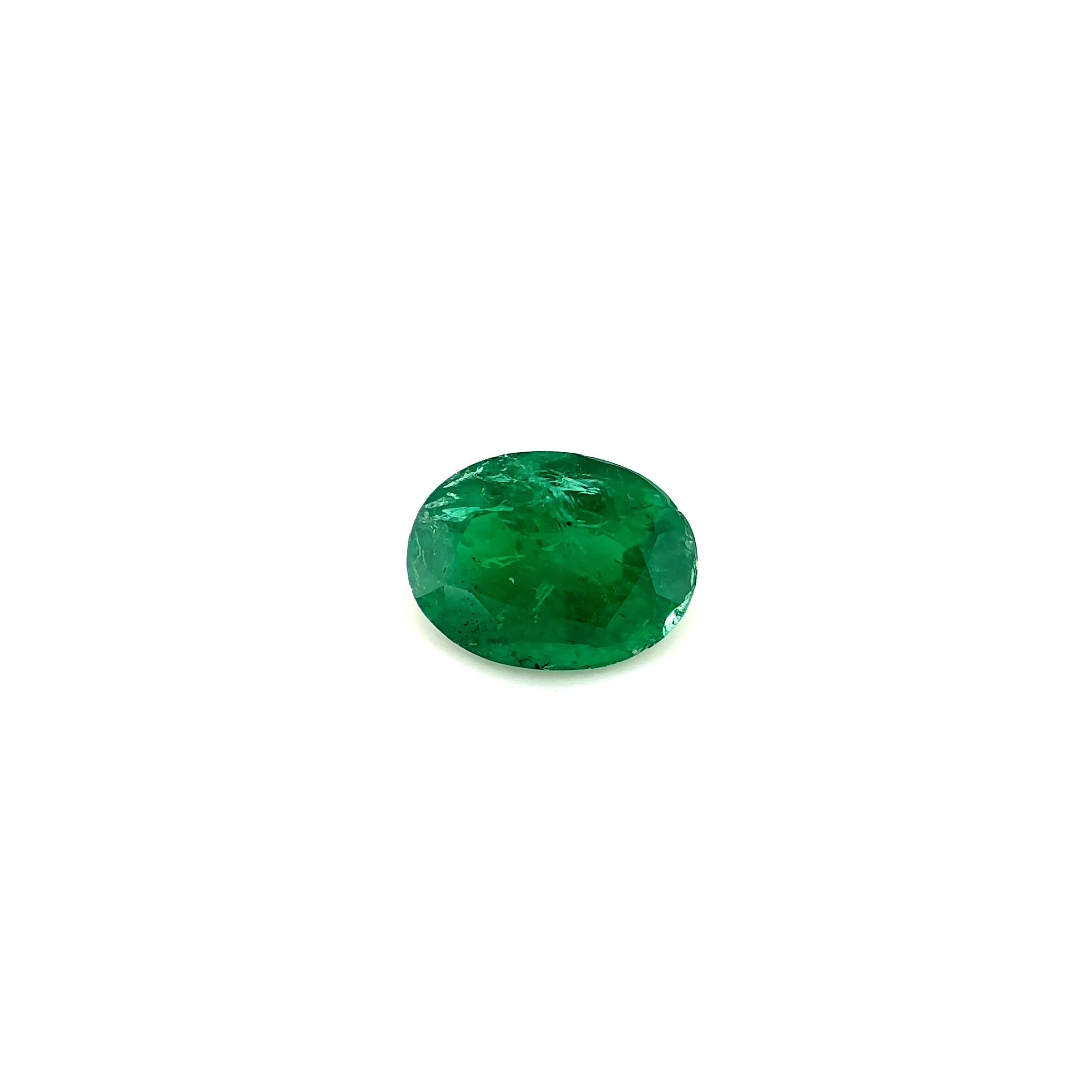 1.14 Carat Vivid Green Oval Emerald