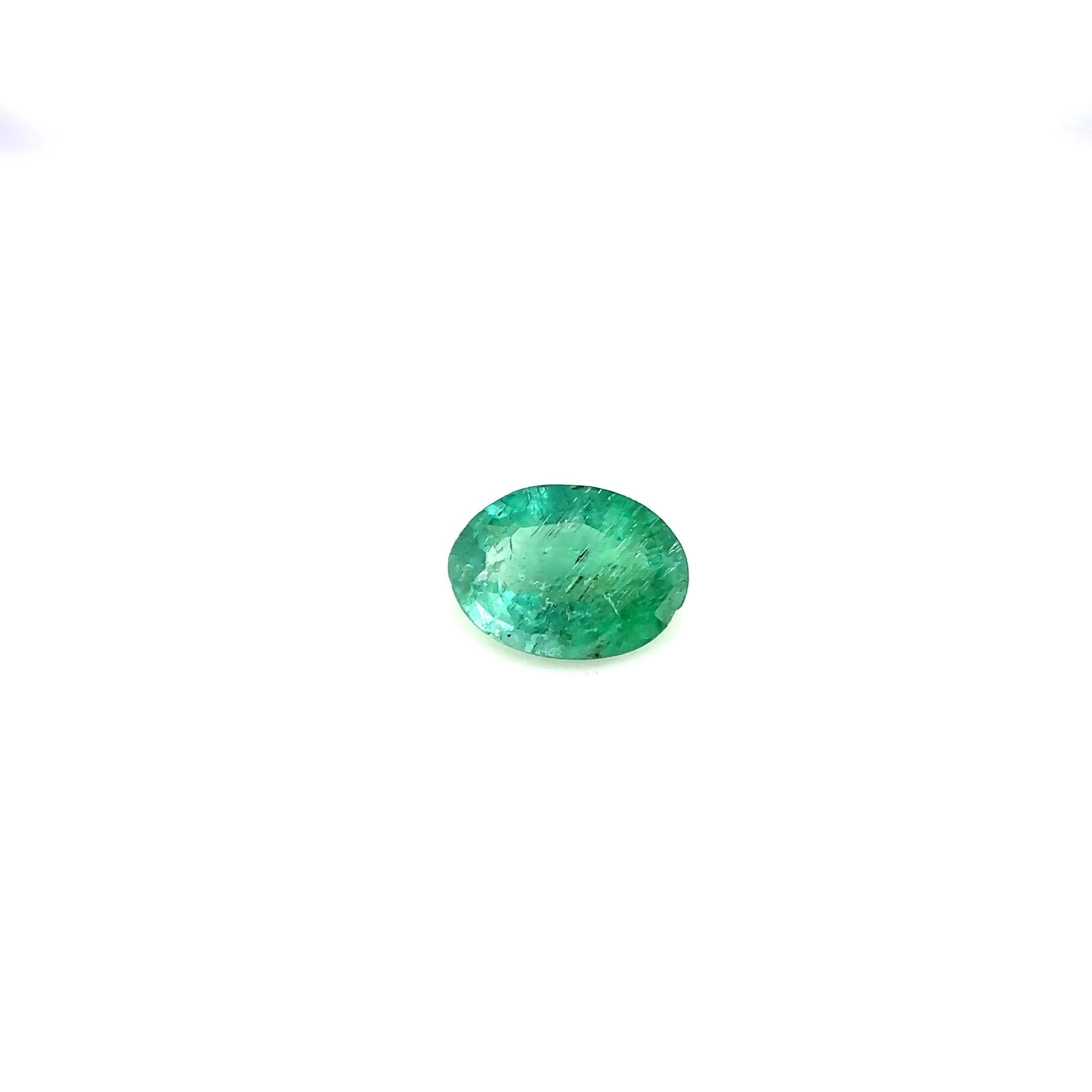 0.70 Carat Vivid Green Oval Emerald