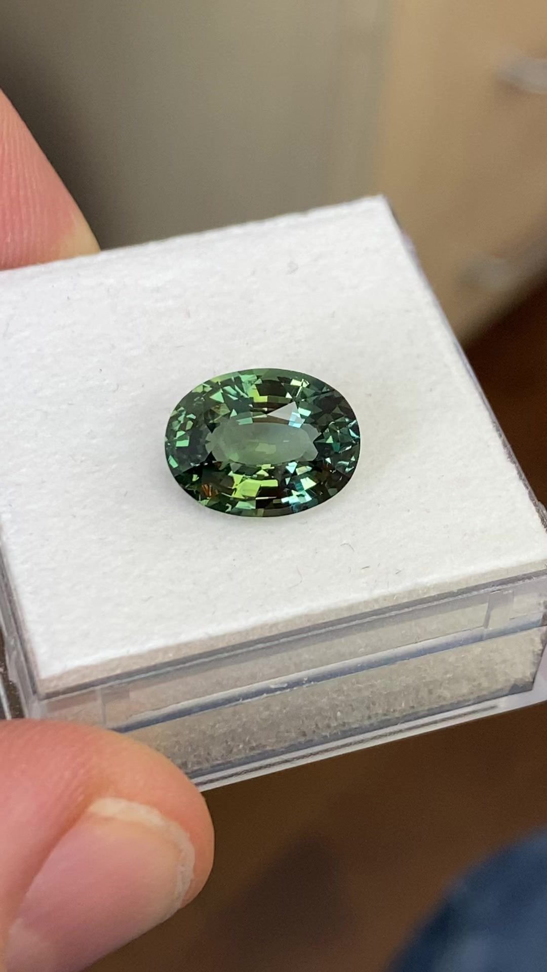 5.53 Carat Green Oval Sapphire