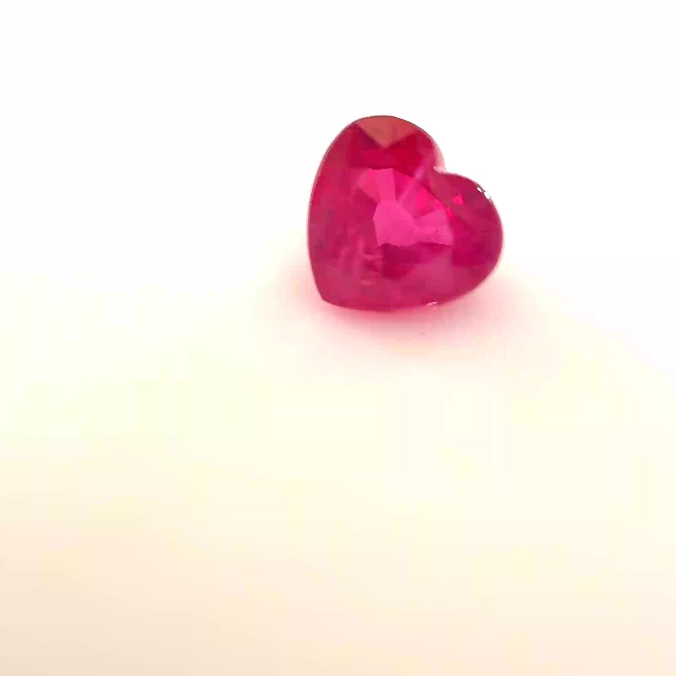 0.61 Carat Vivid Red Heart Ruby