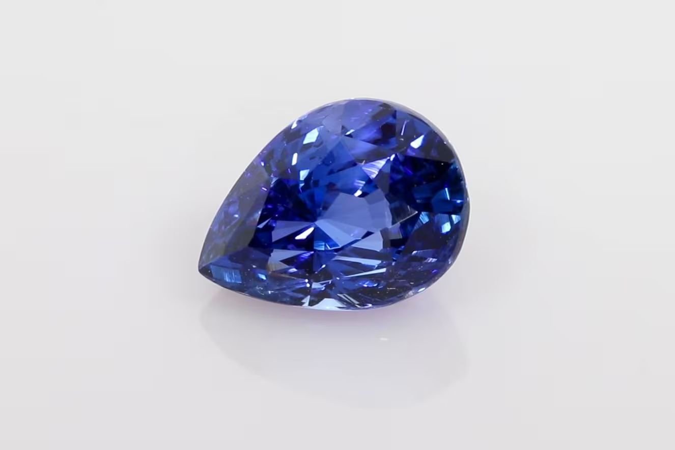 4.14 Carat Vivid Blue Pear Sapphire
