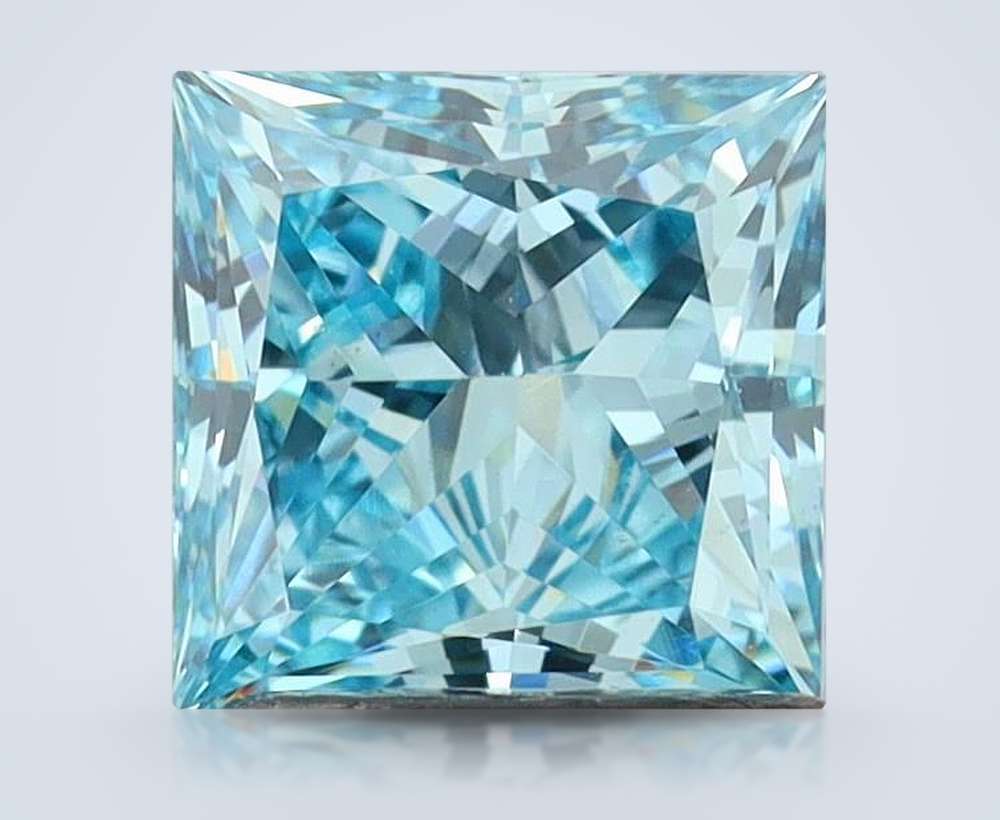 1.44 Ct. Fancy Vivid Blue Princess Lab Diamond