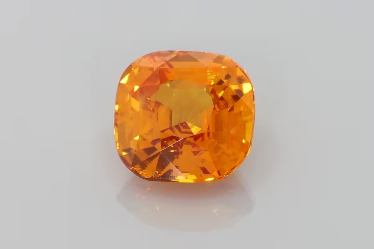 5.51 Carat Vivid Orange Cushion Sapphire
