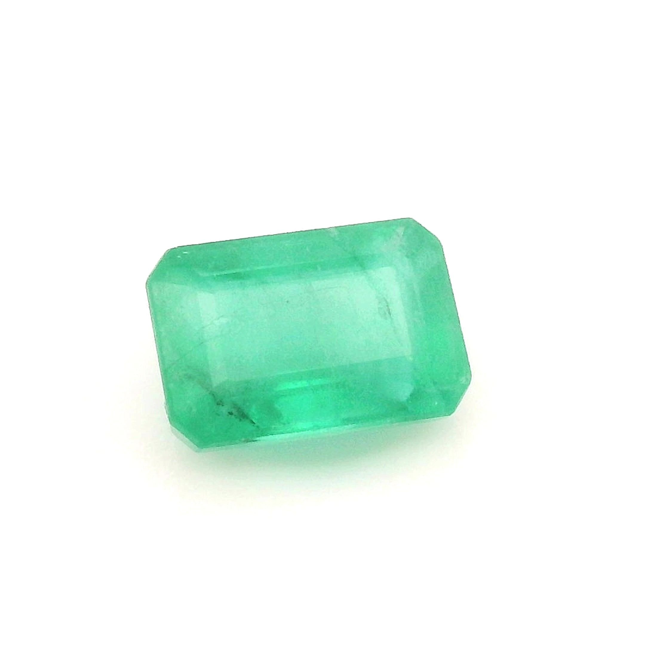 0.70 Carat Light Green Emerald-Cut Emerald