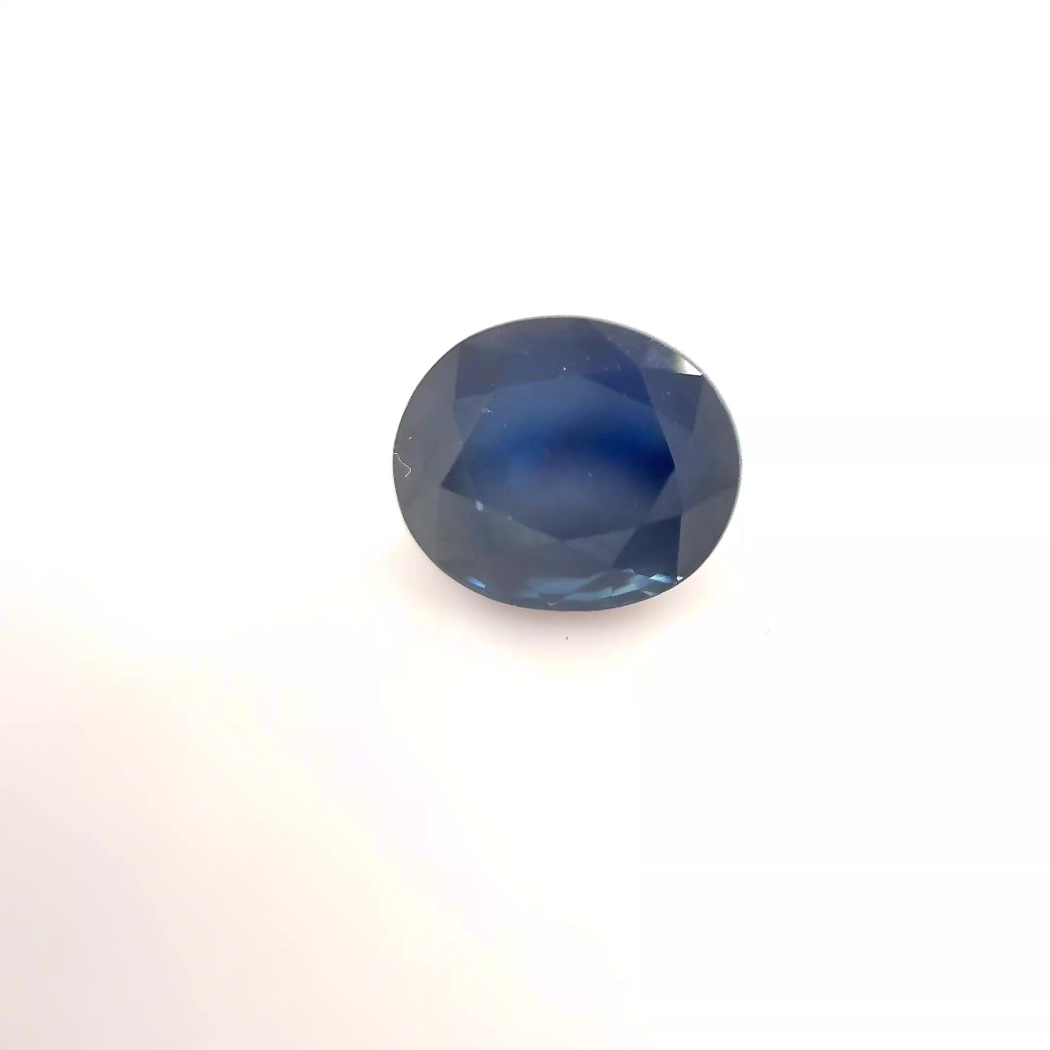 3.31 Carat Deep Blue Oval Sapphire