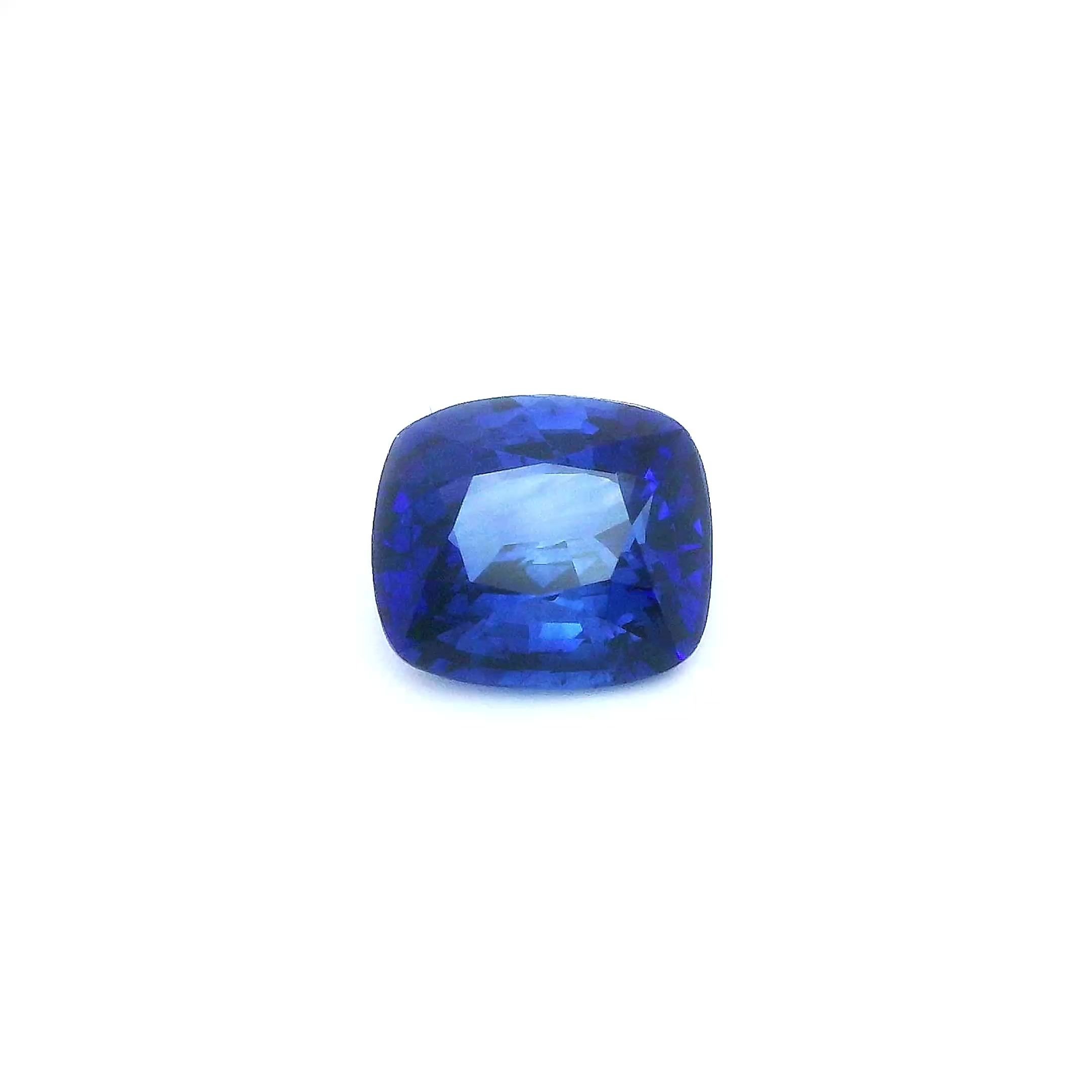 2.87 Carat Blue Cushion Sapphire