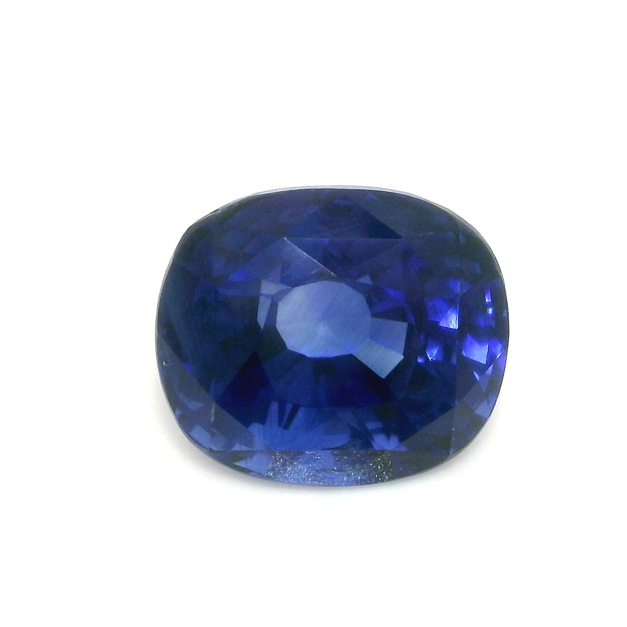 7.92 Carat Intense Blue Cushion Sapphire