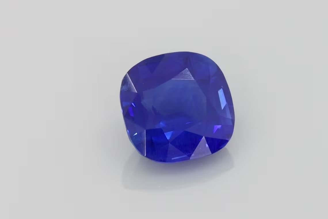 3.29 Carat Vivid Blue Cushion Sapphire