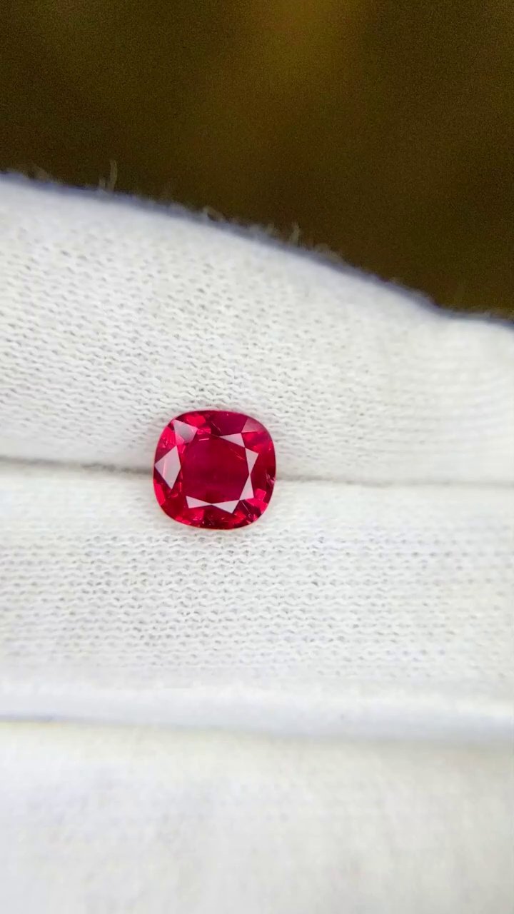 1.60 Carat Red Cushion Ruby