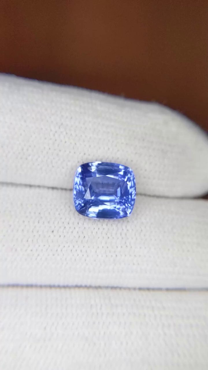 3.97 Carat Blue Cushion Sapphire