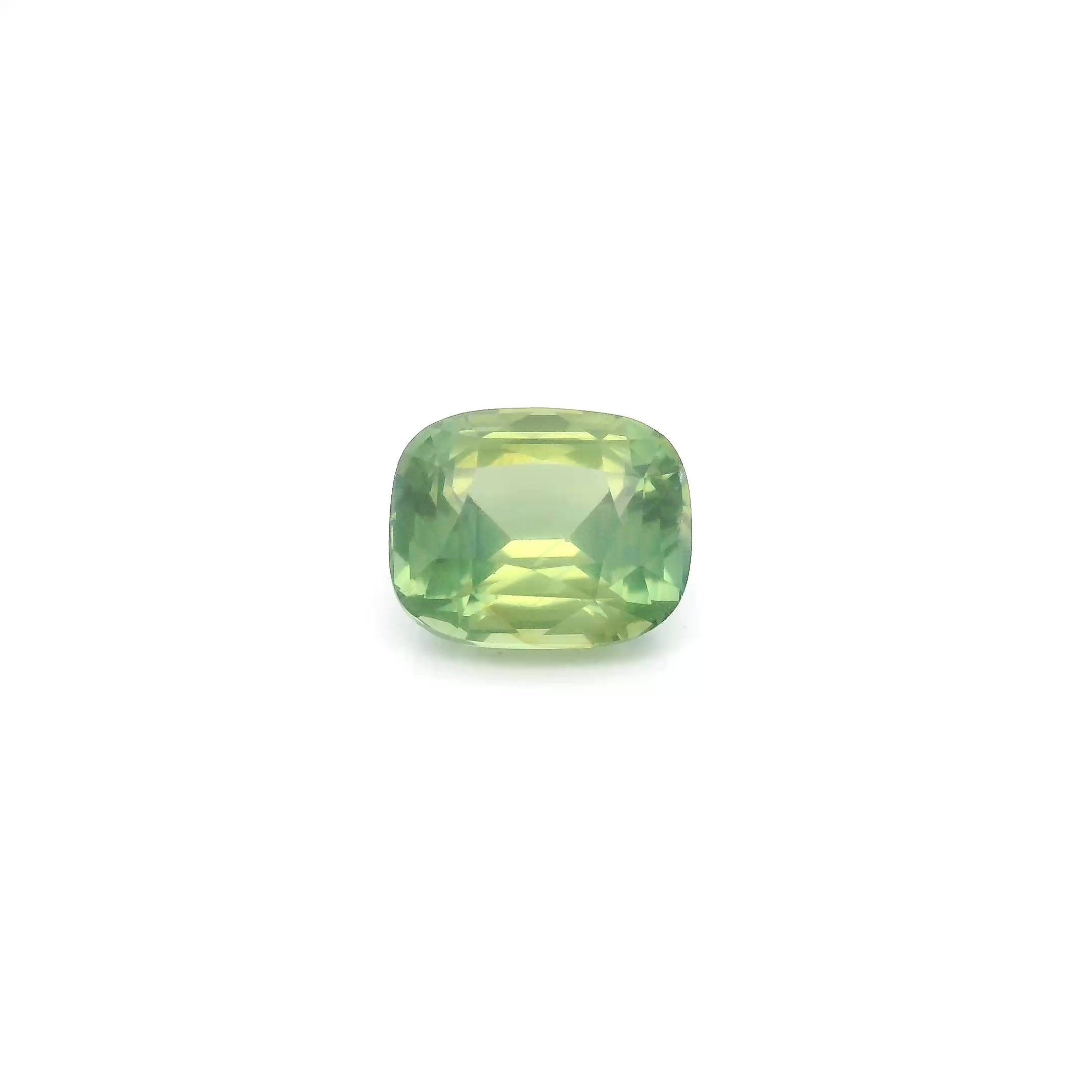 1.56 Carat Green Cushion Sapphire