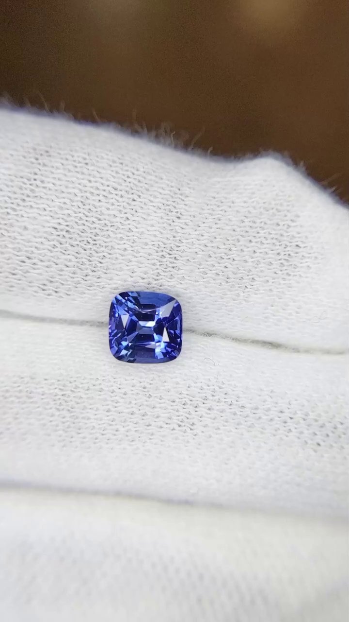 1.47 Carat Blue Cushion Sapphire
